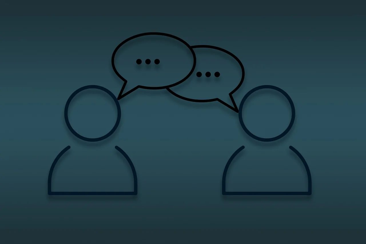 Ilustración de dos personas conversando.